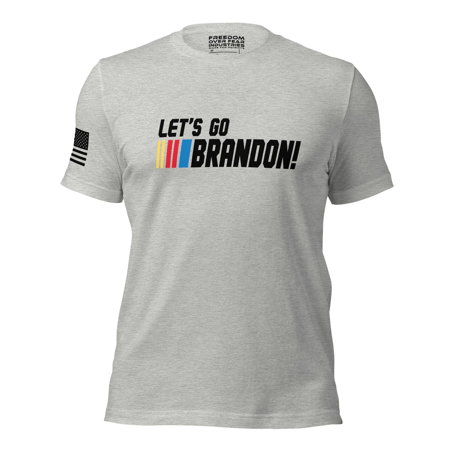 Let's Go Brandon Racing Ed. Patriotic USA Mandate Freedom Conservative 2A 2nd Second Amendment Gun Rights Rifle FJB Range Day Men's Shirt Freedom Over Fear Industries
