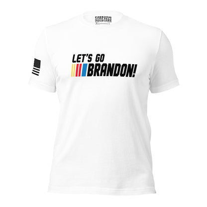 Let's Go Brandon Racing Ed. Patriotic USA Mandate Freedom Conservative 2A 2nd Second Amendment Gun Rights Rifle FJB Range Day Men's Shirt Freedom Over Fear Industries